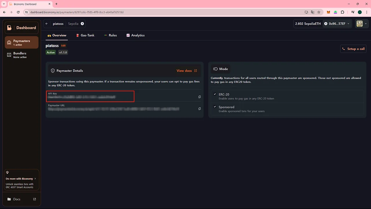 Biconomy Paymaster API Key