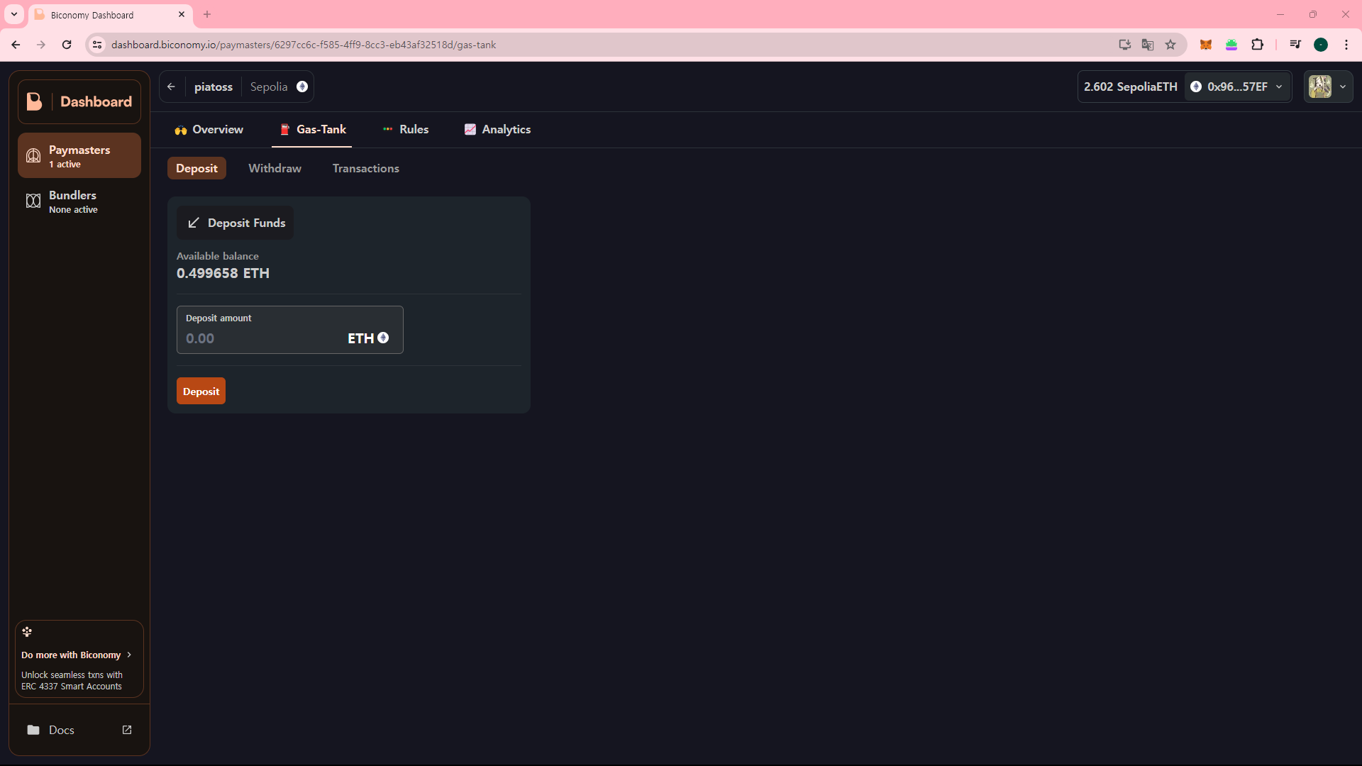 Deposit ETH